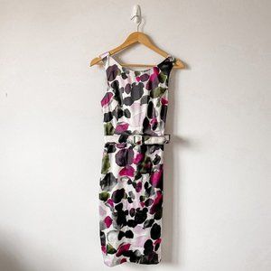 JS Collections Satin Belted Sleeveless Sheath  Dress Sz 6